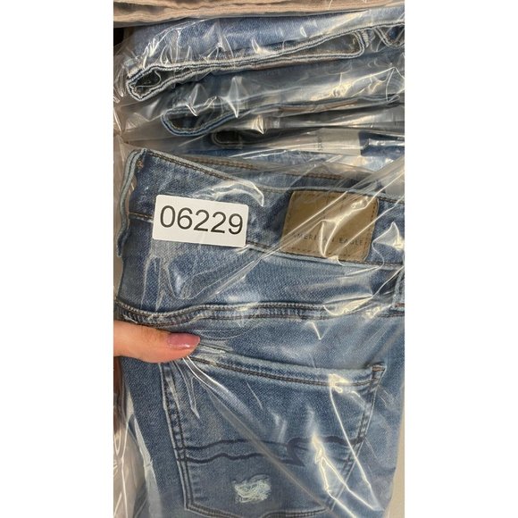 American Eagle Hi-Rise Jegging Jeans Womens Size 2 Stretch Distressed Denim Blue - Picture 12 of 12